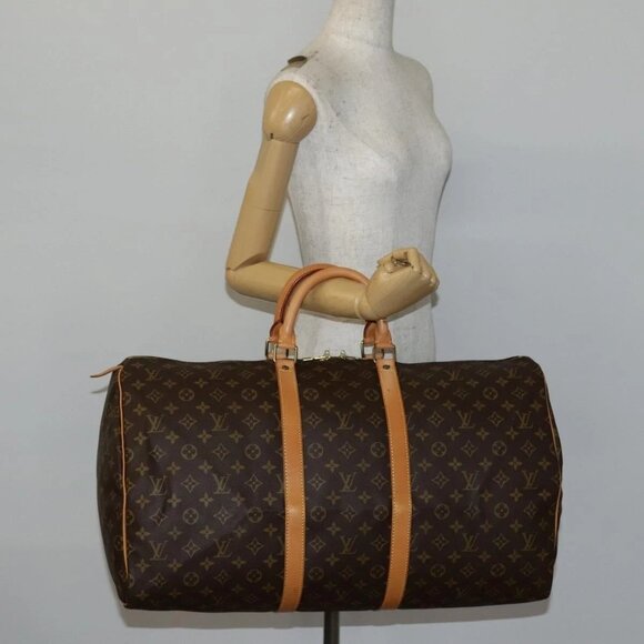 LOUIS VUITTON Monogram Keepall 55 Boston Bag M41424 LV Auth 143130V - Picture 1 of 16